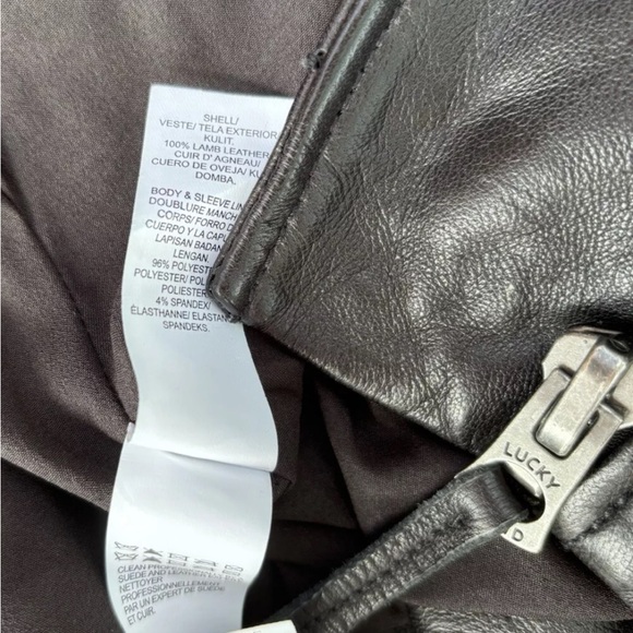 Lucky Brand Core Moto Two Color Soft Lamb Leather Jacket size S - Picture 9 of 12